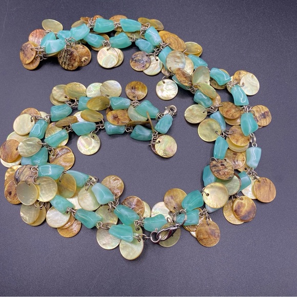 Boho Shell & Mint Green Acrylic Beads Necklace & Bracelet Set - Picture 5 of 8